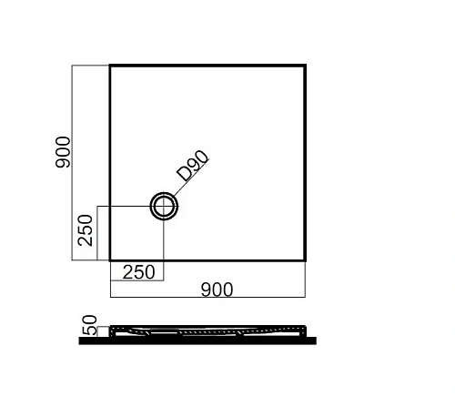 Душевой поддон AM.PM Spirit W7AT-MSS0-090W 90х90 см, искусственный мрамор Душевой поддон AM.PM Spirit W7AT-MSS0-090W 90х90 см, искусственный мрамор