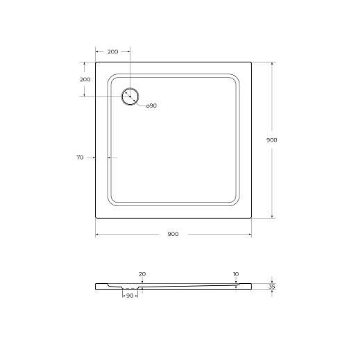 Душевой поддон CEZARES SMC TRAY-M-A-90-35-W 900x900 стеклопластик, белый Душевой поддон CEZARES SMC TRAY-M-A-90-35-W 900x900 стеклопластик, белый