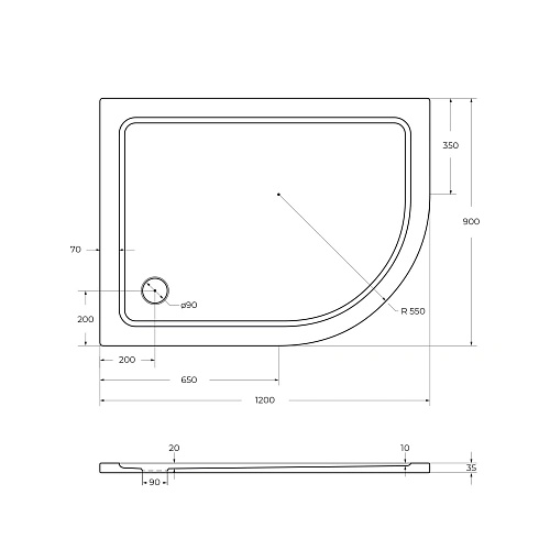 Душевой поддон CEZARES SMC TRAY-M-RH-120/90-550-35-W-L 1200x900 стеклопластик, белый Душевой поддон CEZARES SMC TRAY-M-RH-120/90-550-35-W-L 1200x900 стеклопластик, белый