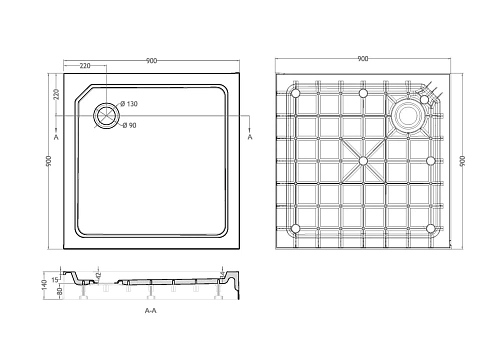 Душевой поддон CEZARES SMC TRAY-SMC-A-90-550-150-W 900x900 стеклопластик, белый Душевой поддон CEZARES SMC TRAY-SMC-A-90-550-150-W 900x900 стеклопластик, белый