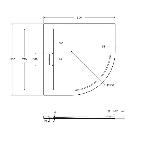 Душевой поддон CEZARES TRAY-AS-R-90-30-NERO 900x900 искусственный камень, черный матовый Душевой поддон CEZARES TRAY-AS-R-90-30-NERO 900x900 искусственный камень, черный матовый