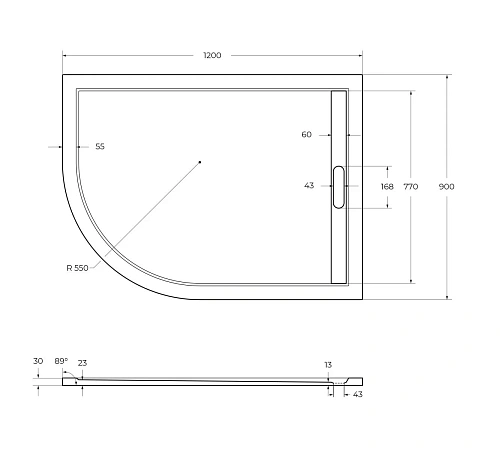 Душевой поддон CEZARES TRAY-AS-RH-120/90-550-30-W-R 1200x900 искусственный камень, белый Душевой поддон CEZARES TRAY-AS-RH-120/90-550-30-W-R 1200x900 искусственный камень, белый