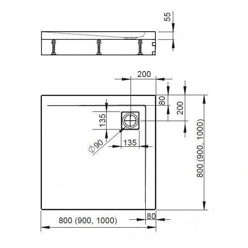 Душевой поддон Radaway Agros C800 4ACN88-02 80x80 с ножками Душевой поддон Radaway Agros C800 4ACN88-02 80x80 с ножками