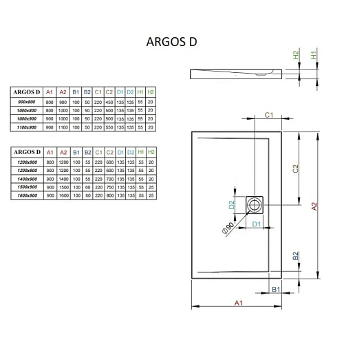 Душевой поддон Radaway Agros D 4AD910-01 90x100 Душевой поддон Radaway Agros D 4AD910-01 90x100