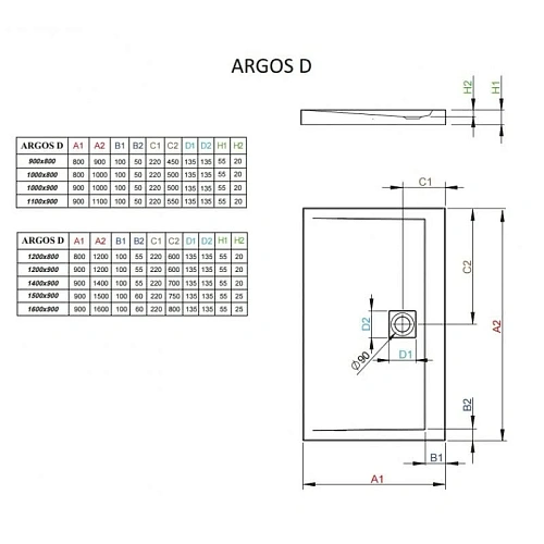 Душевой поддон Radaway Agros D 4AD914-01 90x140 Душевой поддон Radaway Agros D 4AD914-01 90x140