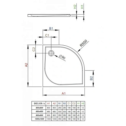 Душевой поддон Radaway Delos A900 SDA0909-01 90x90 Душевой поддон Radaway Delos A900 SDA0909-01 90x90