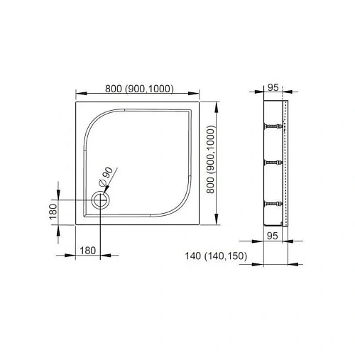 Душевой поддон Radaway Delos C1000 4C11170-03 100x100 с панелью Душевой поддон Radaway Delos C1000 4C11170-03 100x100 с панелью