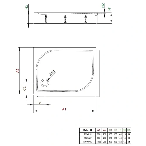 Душевой поддон Radaway Delos D800 4D87514-03R 80x75 с панелью R Душевой поддон Radaway Delos D800 4D87514-03R 80x75 с панелью R