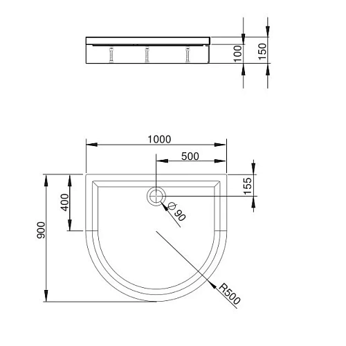 Душевой поддон Radaway Delos P 4Z19035-03N 100x90 Душевой поддон Radaway Delos P 4Z19035-03N 100x90