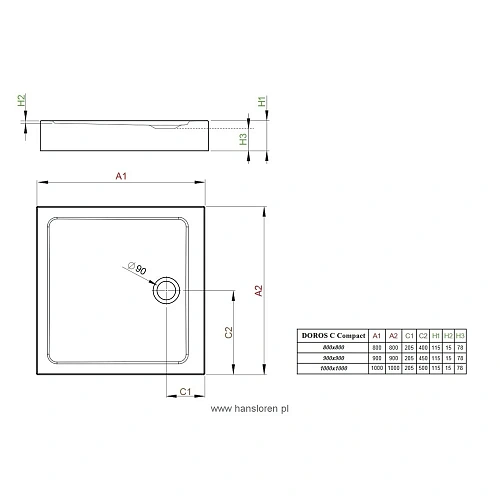 Душевой поддон Radaway Doros C1000 Compact SDRC1010-05 100x100 Душевой поддон Radaway Doros C1000 Compact SDRC1010-05 100x100