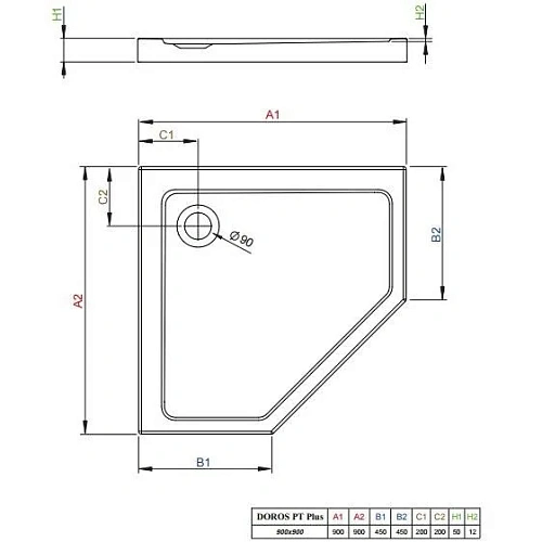 Душевой поддон Radaway Doros PT SDRPT9090-01 90x90 Душевой поддон Radaway Doros PT SDRPT9090-01 90x90