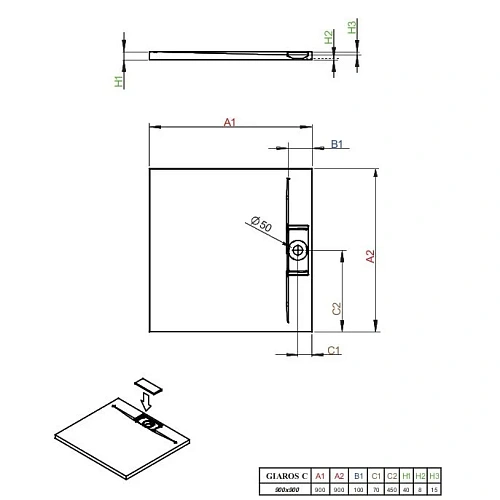 Душевой поддон Radaway Giaros C90 MKGC9090-03 90x90 Душевой поддон Radaway Giaros C90 MKGC9090-03 90x90