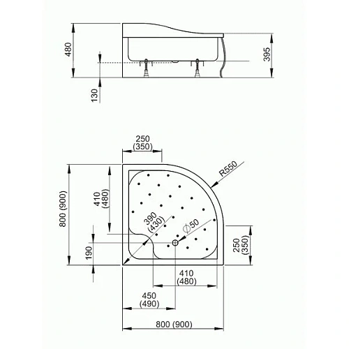 Душевой поддон Radaway Korfu A900 4S99400-03 90x90 Душевой поддон Radaway Korfu A900 4S99400-03 90x90