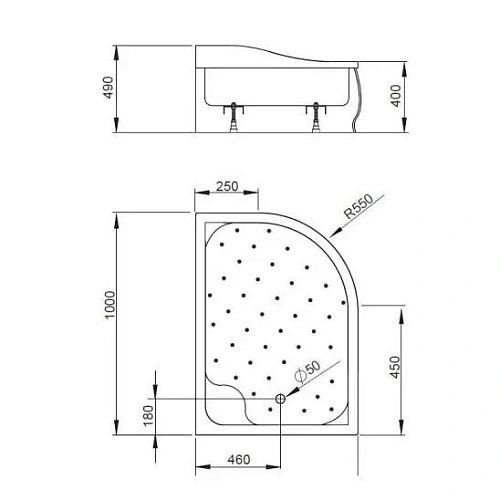 Душевой поддон Radaway Korfu E 4E81400-03R 100x80 R Душевой поддон Radaway Korfu E 4E81400-03R 100x80 R