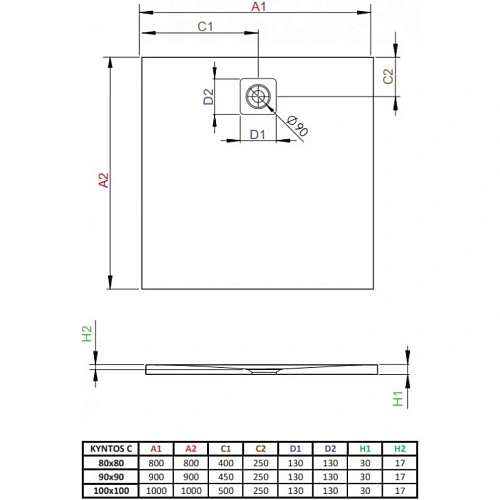 Душевой поддон Radaway Kyntos C 90х90см, белый HKC9090-04 Душевой поддон Radaway Kyntos C 90х90см, белый HKC9090-04