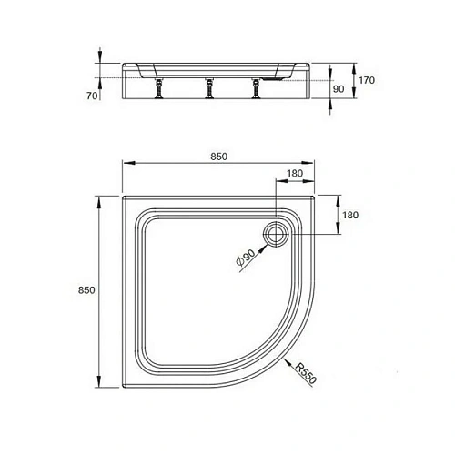 Душевой поддон Radaway Laros A850 SLA8585-01 85x85 Душевой поддон Radaway Laros A850 SLA8585-01 85x85