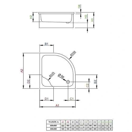 Душевой поддон Radaway Naxos A800 SBA8841-1 80x80 Душевой поддон Radaway Naxos A800 SBA8841-1 80x80