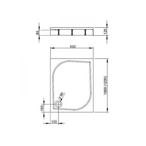 Душевой поддон Radaway Paros D1000 MBD8010-03-1 100x80 Душевой поддон Radaway Paros D1000 MBD8010-03-1 100x80
