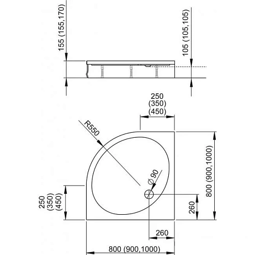 Душевой поддон Radaway Patmos A900 4S99155-03 90x90 Душевой поддон Radaway Patmos A900 4S99155-03 90x90