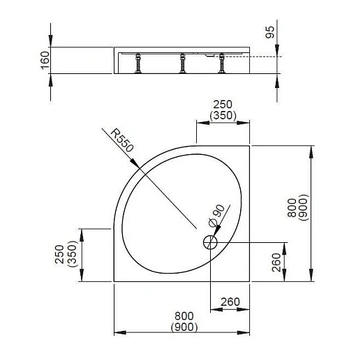Душевой поддон Radaway Patmos A900 Compact 4S99155-05 90x90 Душевой поддон Radaway Patmos A900 Compact 4S99155-05 90x90