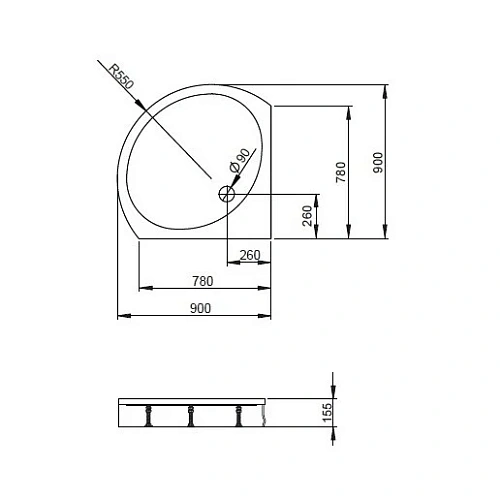 Душевой поддон Radaway Patmos B900 4T99155-03 90x90 Душевой поддон Radaway Patmos B900 4T99155-03 90x90