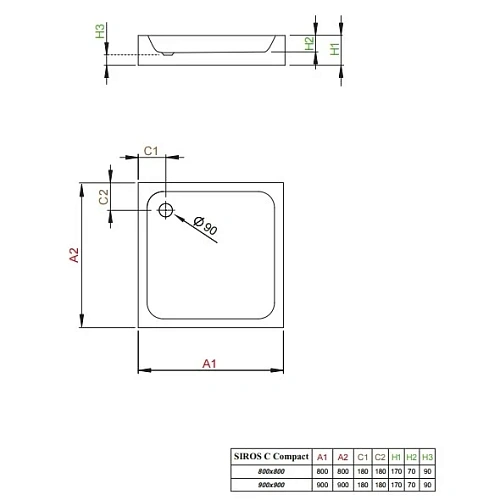 Душевой поддон Radaway Siros C900 Compact SBC9917-2 90x90 Душевой поддон Radaway Siros C900 Compact SBC9917-2 90x90