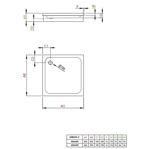 Душевой поддон Radaway Siros C900 SBC9917-1 90x90 Душевой поддон Radaway Siros C900 SBC9917-1 90x90
