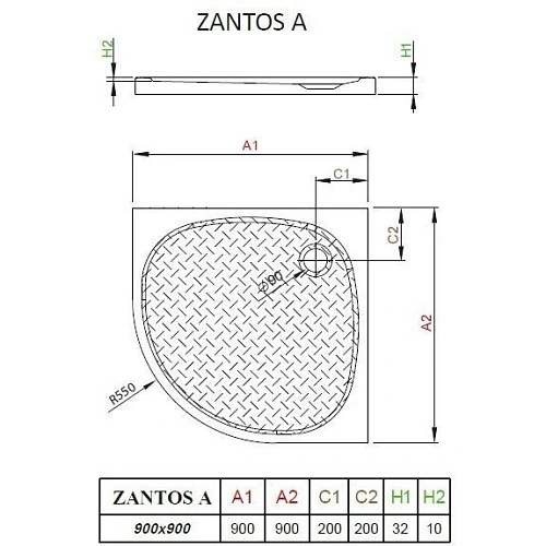 Душевой поддон Radaway Zantos A M3ZNA9090-06 90x90 Душевой поддон Radaway Zantos A M3ZNA9090-06 90x90