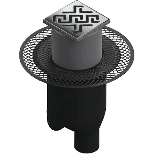 Душевой трап BERGES PLATZ Antik 100х100, хром глянец, S-сифон D50/105 H50 вертикальный 091060 Душевой трап BERGES PLATZ Antik 100х100, хром глянец, S-сифон D50/105 H50 вертикальный 091060