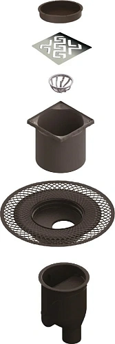 Душевой трап BERGES PLATZ Antik 150х150, золото глянец, S-сифон D50/105 H50 вертикальный 092061 Душевой трап BERGES PLATZ Antik 150х150, золото глянец, S-сифон D50/105 H50 вертикальный 092061