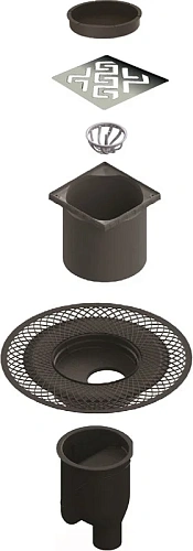 Душевой трап BERGES PLATZ Antik 150х150, хром глянец, S-сифон D50/105 H50 вертикальный 091061 Душевой трап BERGES PLATZ Antik 150х150, хром глянец, S-сифон D50/105 H50 вертикальный 091061