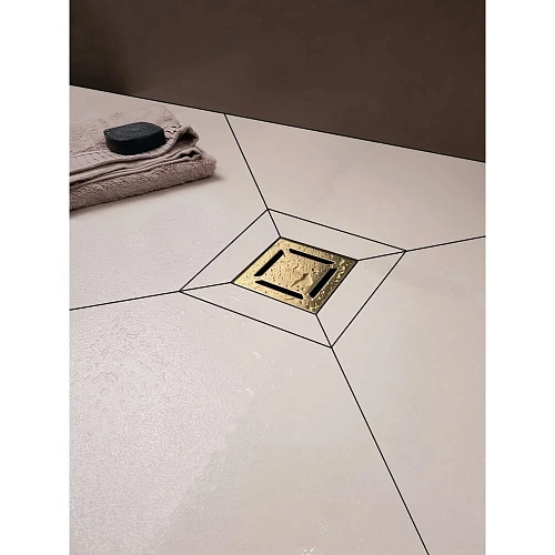 Душевой трап BERGES PLATZ Norma 100х100, золото глянец, S-сифон D50 H60 боковой 092158 Душевой трап BERGES PLATZ Norma 100х100, золото глянец, S-сифон D50 H60 боковой 092158