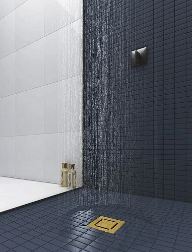 Душевой трап BERGES PLATZ Norma 150х150, золото глянец, S-сифон D50 H60 боковой 092159 Душевой трап BERGES PLATZ Norma 150х150, золото глянец, S-сифон D50 H60 боковой 092159