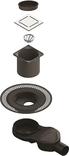 Душевой трап BERGES PLATZ Norma 150х150, хром глянец, S-сифон D50 H60 боковой 091159 Душевой трап BERGES PLATZ Norma 150х150, хром глянец, S-сифон D50 H60 боковой 091159