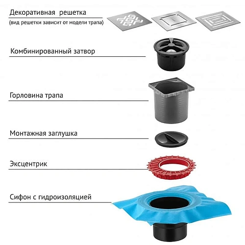 Душевой трап BERGES ZENTRUM Antik 150х150, матовый хром, выпуск D50/75/110 H74 вертикальный 090465 Душевой трап BERGES ZENTRUM Antik 150х150, матовый хром, выпуск D50/75/110 H74 вертикальный 090465