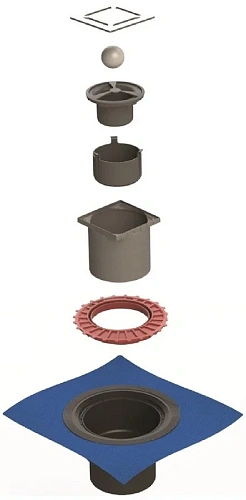 Душевой трап BERGES ZENTRUM Norma 150х150, хром глянец, выпуск D50/75/110 H74 вертикальный 091463 Душевой трап BERGES ZENTRUM Norma 150х150, хром глянец, выпуск D50/75/110 H74 вертикальный 091463