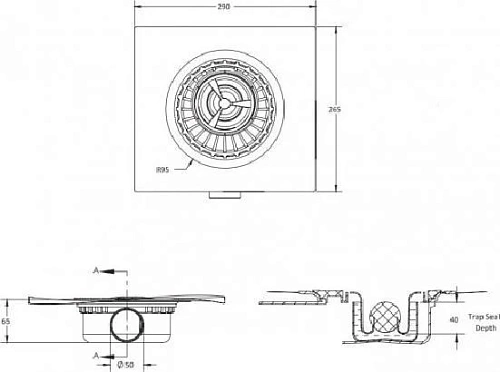 Душевой трап BERGES ZENTRUM Norma R D135, хром глянец, выпуск D50 H65 боковой 091367 Душевой трап BERGES ZENTRUM Norma R D135, хром глянец, выпуск D50 H65 боковой 091367