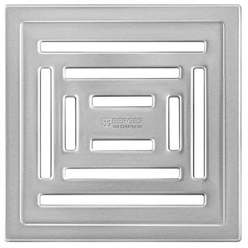 Душевой трап BERGES ZENTRUM Uno 150х150, матовый хром, выпуск D50 H65 боковой 090372 Душевой трап BERGES ZENTRUM Uno 150х150, матовый хром, выпуск D50 H65 боковой 090372