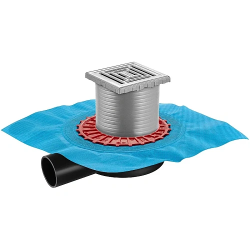 Душевой трап BERGES ZENTRUM Uno 150х150, матовый хром, выпуск D50 H65 боковой 090372 Душевой трап BERGES ZENTRUM Uno 150х150, матовый хром, выпуск D50 H65 боковой 090372