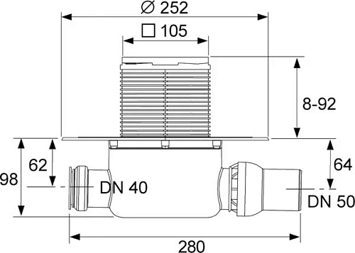 Душевой трап TECE TECEdrainpoint DN 50 с декоративной решеткой KDP-S120 Душевой трап TECE TECEdrainpoint DN 50 с декоративной решеткой KDP-S120