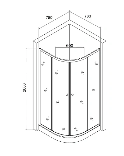 Душевой уголок Agger A01-080MCR с поддоном 78х78х200 стекло матовое Душевой уголок Agger A01-080MCR с поддоном 78х78х200 стекло матовое