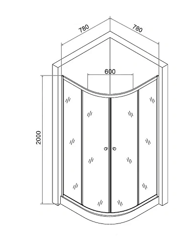 Душевой уголок Agger A01-080TCR с поддоном 78х78х200 стекло прозрачное Душевой уголок Agger A01-080TCR с поддоном 78х78х200 стекло прозрачное