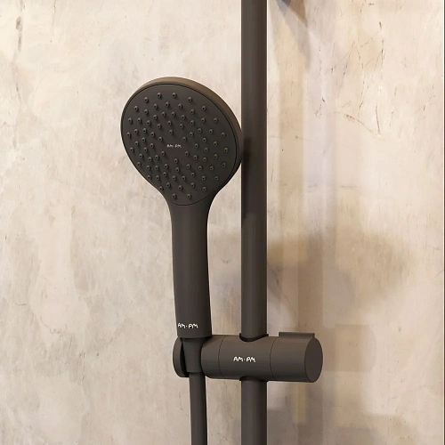 Душевой уголок AM.PM Gem 90x90 WK90EN с душевой системой и аксессуарами, профиль черный матовый, стекло прозрачное Душевой уголок AM.PM Gem 90x90 WK90EN с душевой системой и аксессуарами, профиль черный матовый, стекло прозрачное