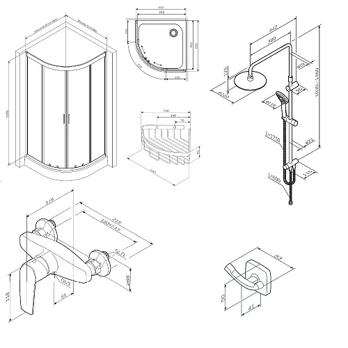 Душевой уголок AM.PM Gem 90x90 WK90EN с душевой системой и аксессуарами, профиль черный матовый, стекло прозрачное Душевой уголок AM.PM Gem 90x90 WK90EN с душевой системой и аксессуарами, профиль черный матовый, стекло прозрачное