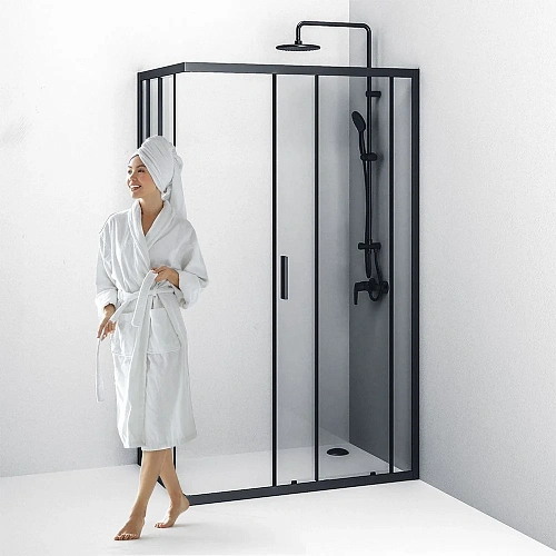 Душевой уголок AM.PM Gem S W93G-404-120280-BT S Twin Slide 120x80, профиль черный матовый, стекло прозрачное Душевой уголок AM.PM Gem S W93G-404-120280-BT S Twin Slide 120x80, профиль черный матовый, стекло прозрачное