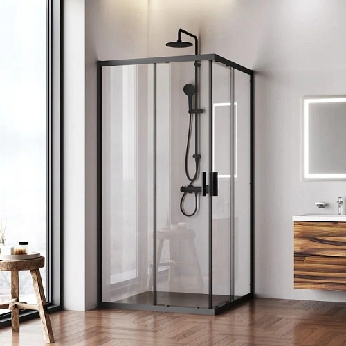 Душевой уголок AM.PM Gem W90G-403-100100-BT 100x100 черный матовый, стекло прозрачное Душевой уголок AM.PM Gem W90G-403-100100-BT 100x100 черный матовый, стекло прозрачное