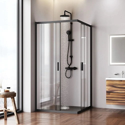 Душевой уголок AM.PM Gem W90G-403-100100-BT 100x100 черный матовый, стекло прозрачное Душевой уголок AM.PM Gem W90G-403-100100-BT 100x100 черный матовый, стекло прозрачное