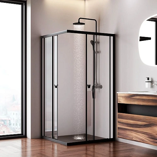 Душевой уголок AM.PM Sunny W87G-403-100100-BT 100x100 черный, стекло прозрачное Душевой уголок AM.PM Sunny W87G-403-100100-BT 100x100 черный, стекло прозрачное