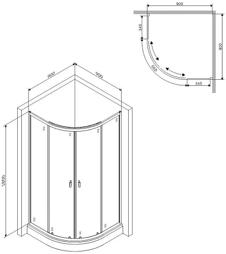Душевой уголок AM.PM X-Joy Twin Slide W88G-205-090MT 90x90 без поддона, профиль матовый хром, стекло Душевой уголок AM.PM X-Joy Twin Slide W88G-205-090MT 90x90 без поддона, профиль матовый хром, стекло