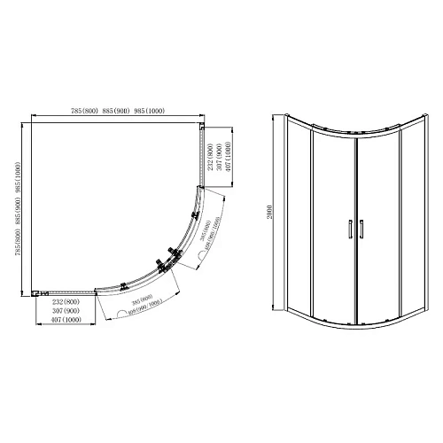 Душевой уголок Aquatek 1/4 круга, двери раздвижные 900x900x2000, профиль черный, стекло прозрачное A AQ ARI RO 09020BL Душевой уголок Aquatek 1/4 круга, двери раздвижные 900x900x2000, профиль черный, стекло прозрачное A AQ ARI RO 09020BL